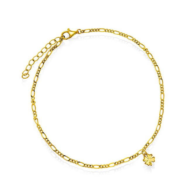 Hovedbilde Ankelkjede i sølv kløver forgylt