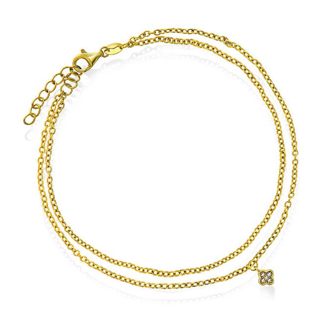 Hovedbilde Ankelkjede i sølv med hvit zirkonia kløv