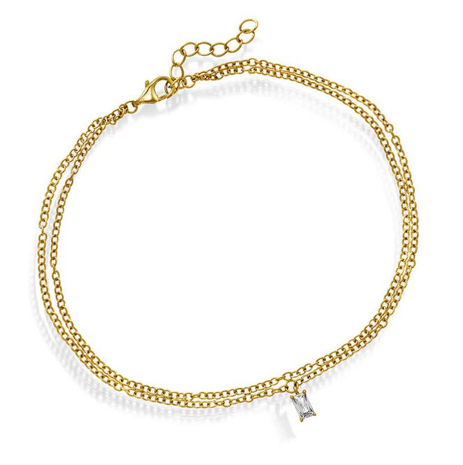 Hovedbilde Ankelkjede i sølv med zirkonia 25 cm